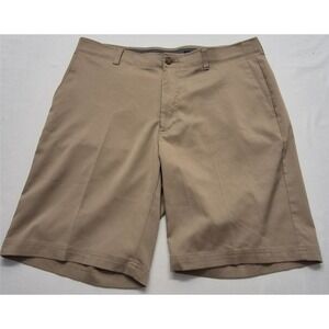 PGA TOUR men's khaki chino golf shorts sz. 36 flat front stretch outdoor pockets